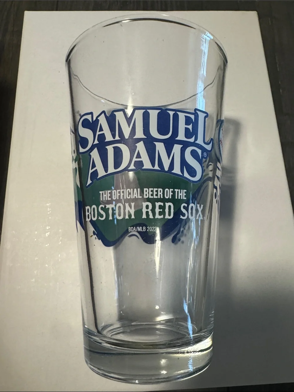 SAMUEL ADAMS PINT SIZE GLASS of the BOSTON RED SOX